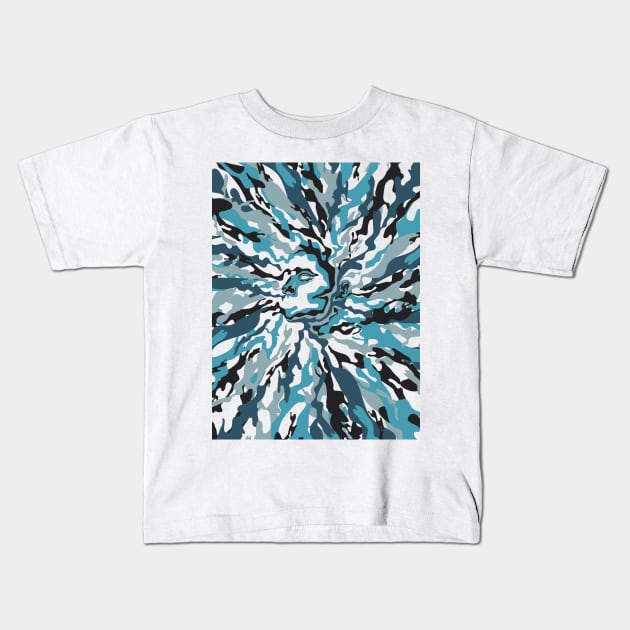 Hidden Faces - Blue Camouflage Kids T-Shirt by neodhlamini